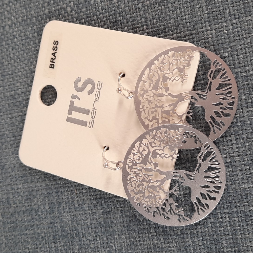Tree Of Life Silver Metal Ally Earrings Symbol Of Strength Family Unity Growth